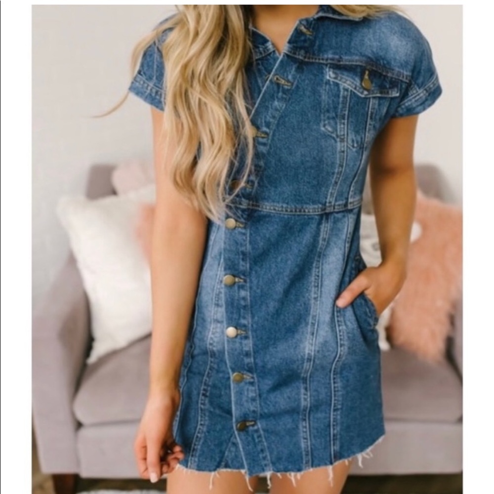 FREE PEOPLE THE CITY MINI DENIM DRESS